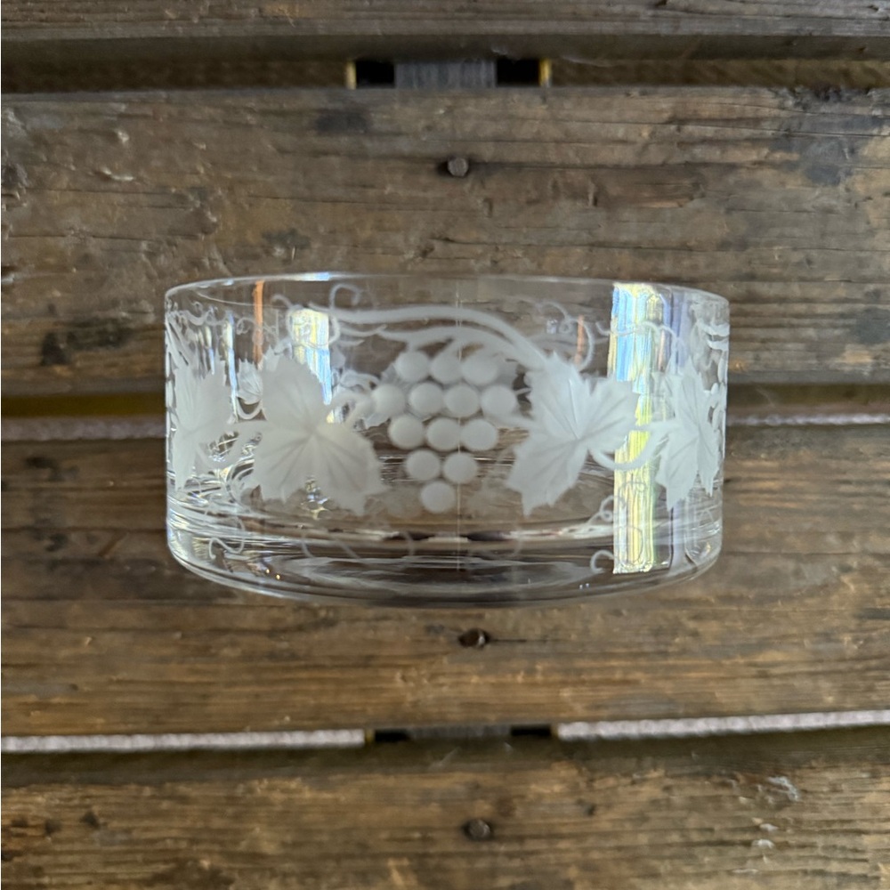 William Yeoward Blown Glass Wine Coaster with Grape Leaf Design